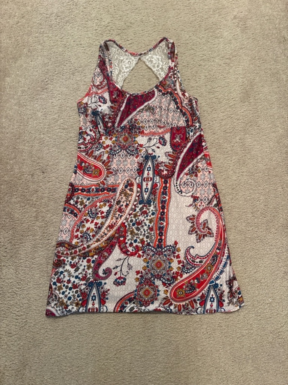 Secret Treasures Paisley Nightgown Lace Back Sleep Dress Size M